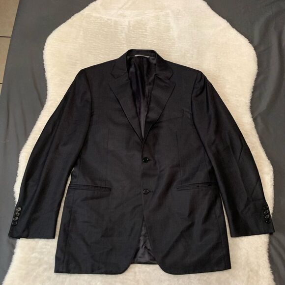 Canali 1934 Checkered Black 2 Button Wool Blazer Sport Jacket Size 42R - Picture 1 of 9
